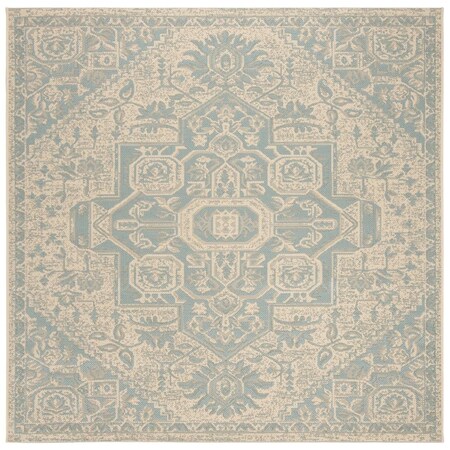 Safavieh 4 x 4 ft. Beach House Power Loomed Square Area Rug Aqua & Cream BHS138K-4SQ